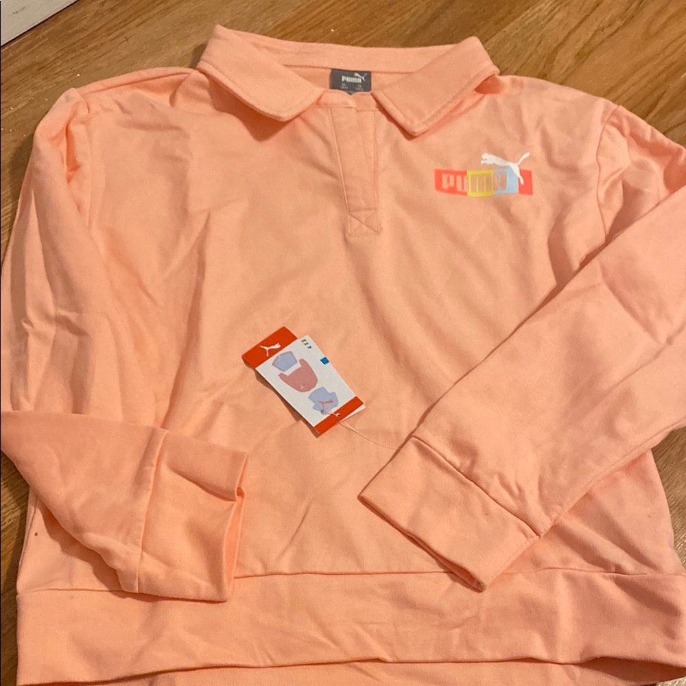 Puma Peach Long Sleeve Polo Shirt